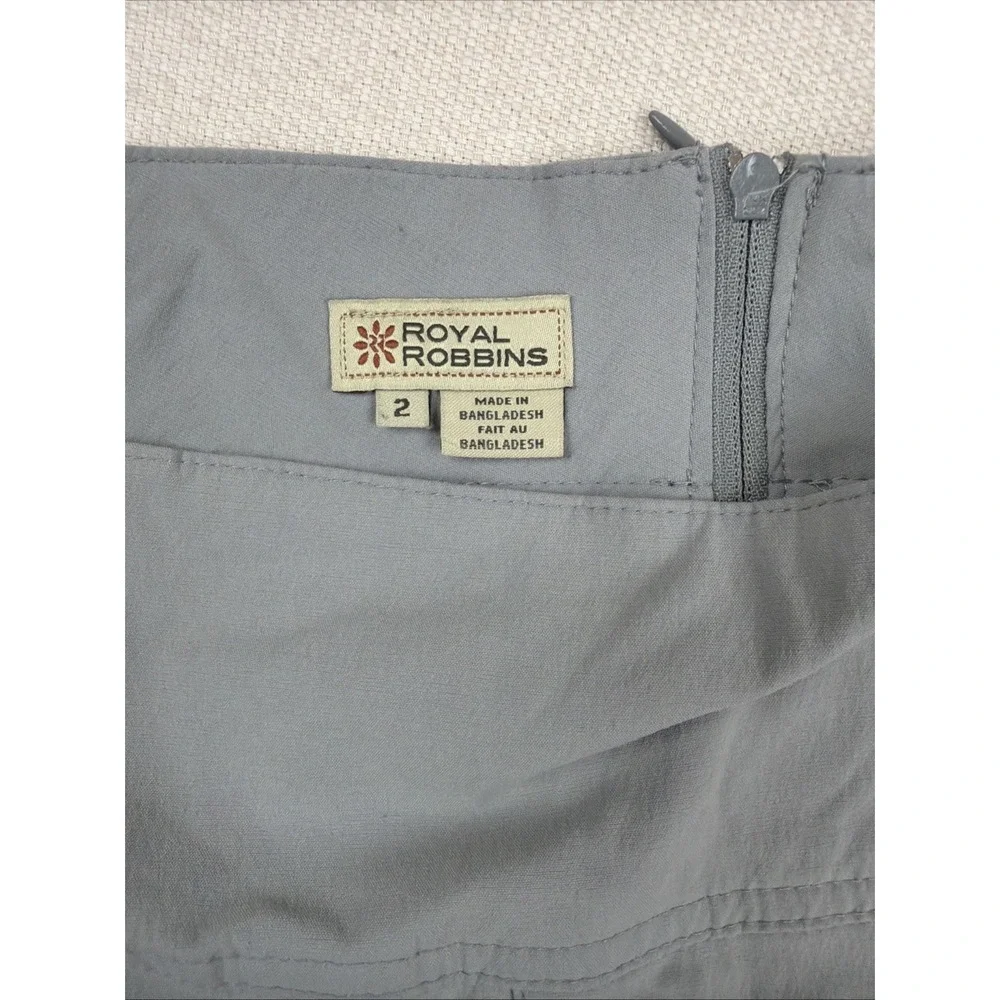Royal Robbins Skort Size 2 Gray Hiking Outdoor Stretch Zip Pocket Athletic Nylon